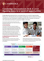 Cambridge International AS & A Level factsheet - a guide for parents